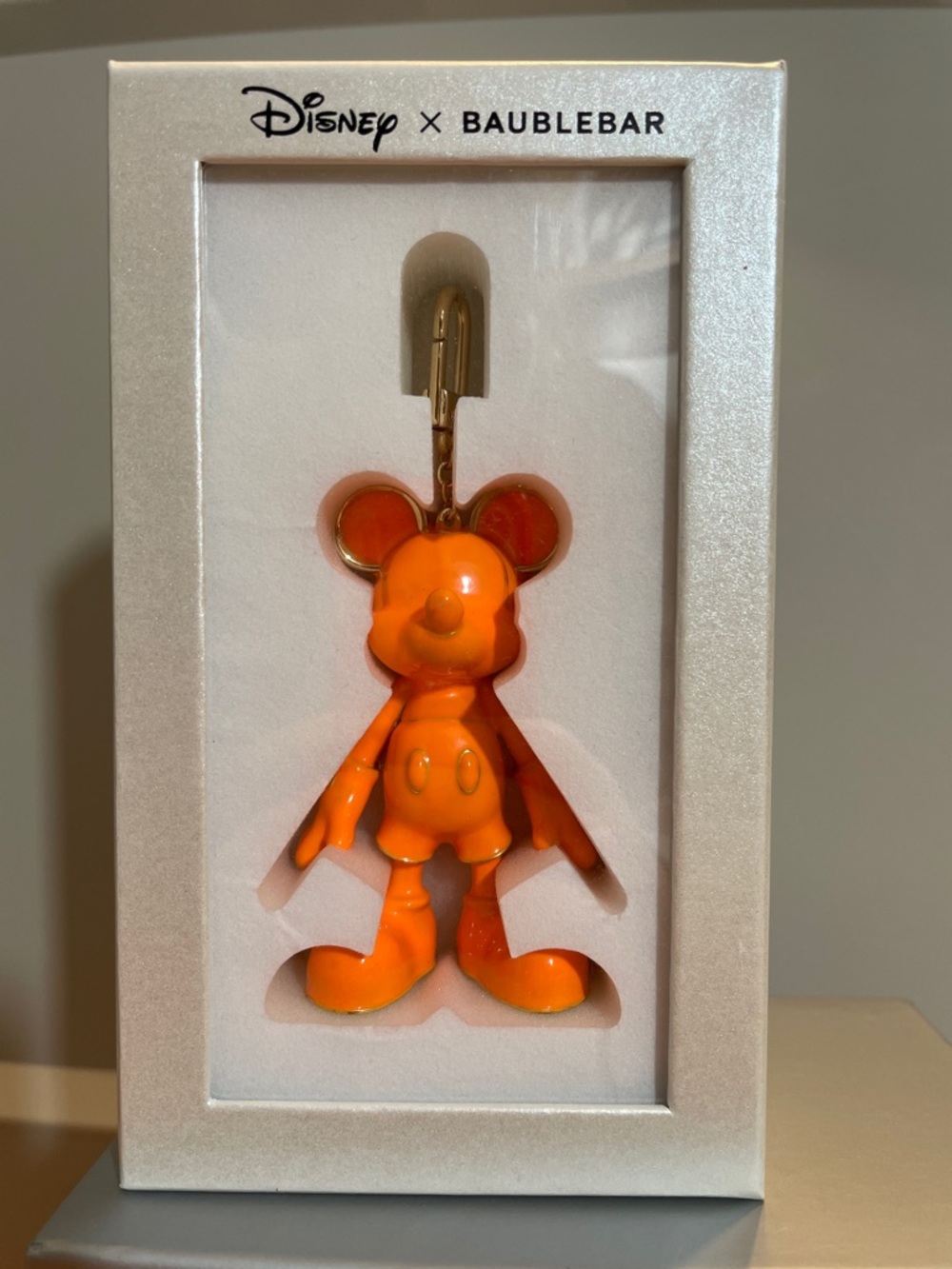 Disney Baublebar Neon Orange Mickey Bag Charm Keychain